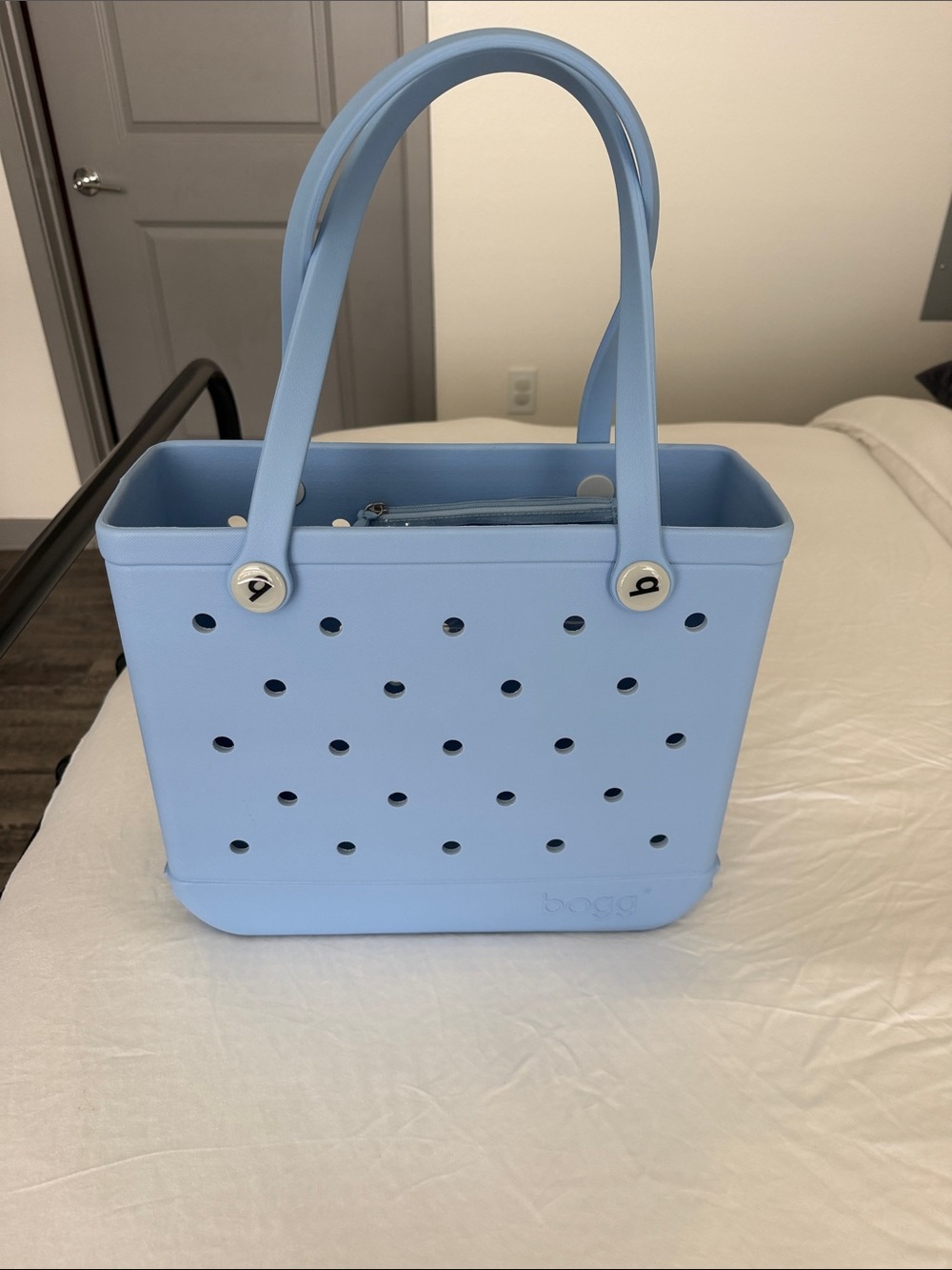 BABY BOGG BAG Light Blue Perforated Tote with Zip Pouch